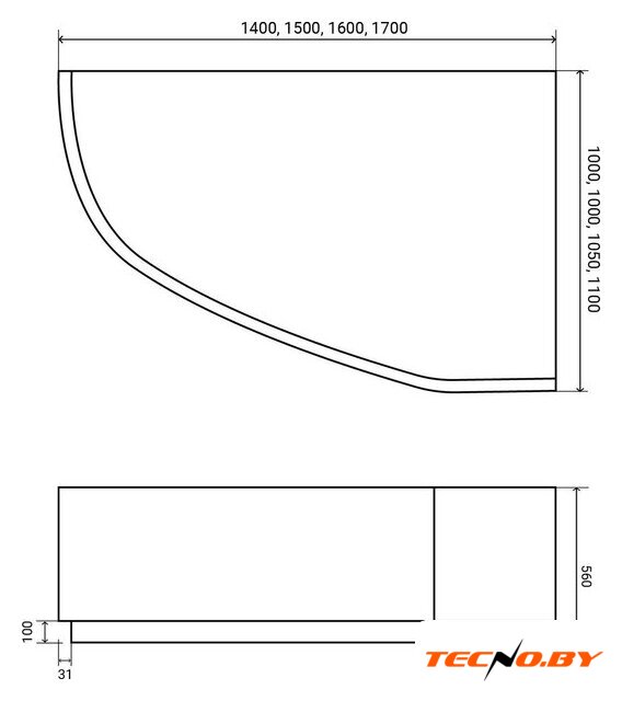 Ванна Lauter Valencia 140x95 2102140R (с каркасом и лицевым экраном) - Изображение №14 — Интернет-Магазин TECNO.BY
