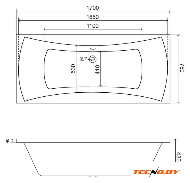 Ванна Lauter Olympia 170x75 21100075 (с каркасом) - Изображение №8 — Интернет-Магазин TECNO.BY