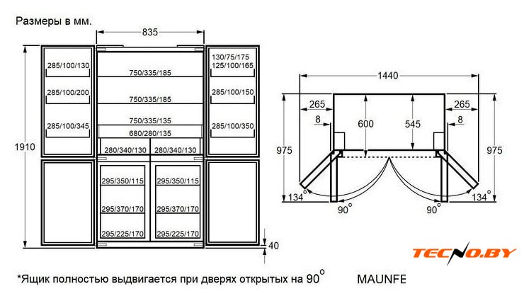 Четырёхдверный холодильник MAUNFELD MFF190NFDB - Изображение №18 — Интернет-Магазин TECNO.BY