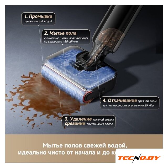 Вертикальный моющий пылесос Dreame G12 Wet and Dry Vacuum HHR32A (евровилка, черный) - Изображение №10 — Интернет-Магазин TECNO.BY