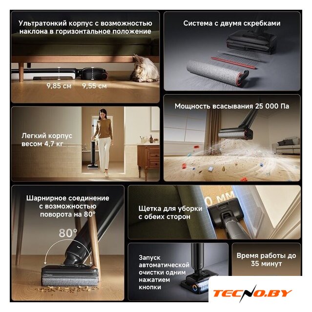 Вертикальный моющий пылесос Dreame G12 Wet and Dry Vacuum HHR32A (евровилка, черный) - Изображение №12 — Интернет-Магазин TECNO.BY