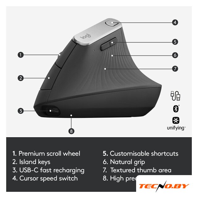 Вертикальная мышь Logitech MX Vertical - Изображение №9 — Интернет-Магазин TECNO.BY