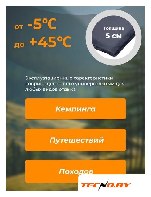 Самонадувающийся коврик Sundays ZC-SIM001-1 (5 см, 2 шт, темно-синий) - Изображение №8 — Интернет-Магазин TECNO.BY