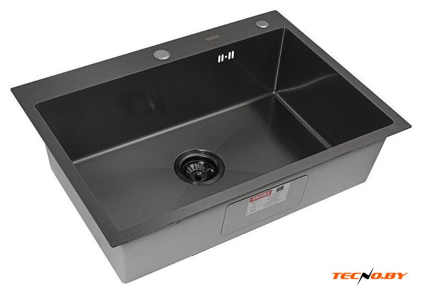Кухонная мойка ARFEKA ECO AR 700*500 BLACK PVD NANO DECOR VOLCANIC ROCK - Изображение №3 — Интернет-Магазин TECNO.BY
