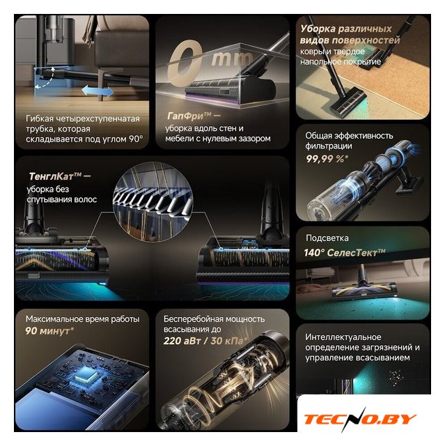 Пылесос Dreame Cordless Vacuum Cleaner Z40 TangleCut Flex VRV62F (евровилка, черный) - Изображение №15 — Интернет-Магазин TECNO.BY