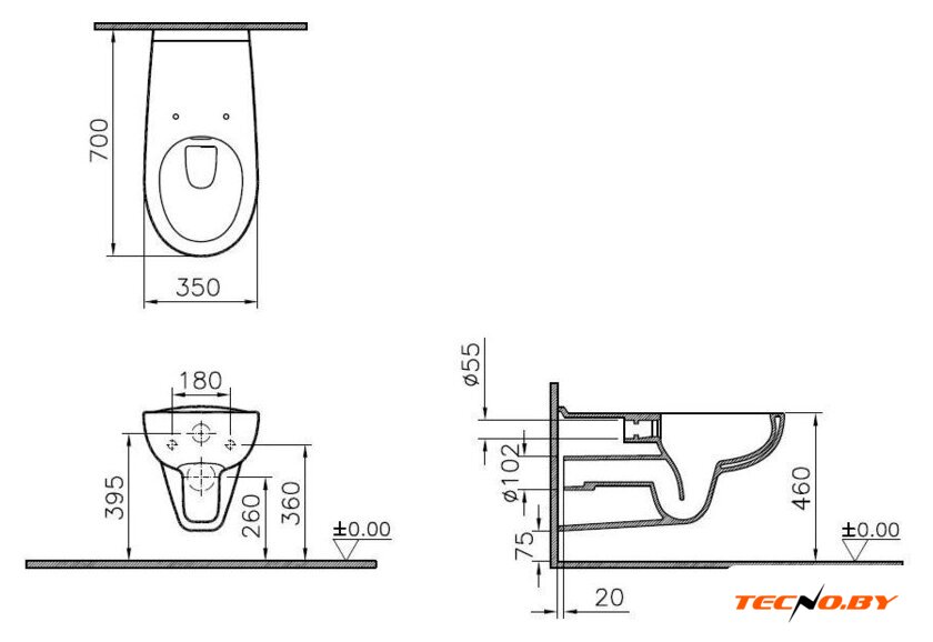 Унитаз подвесной Vitra Conforma 5810B003-6234 (с сиденьем) - Изображение №6 — Интернет-Магазин TECNO.BY