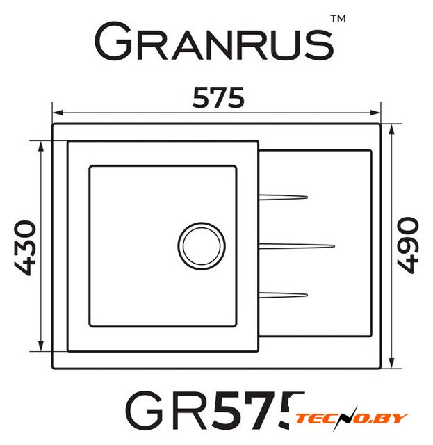 Кухонная мойка Granrus GR-575 (бежевый) - Изображение №2 — Интернет-Магазин TECNO.BY