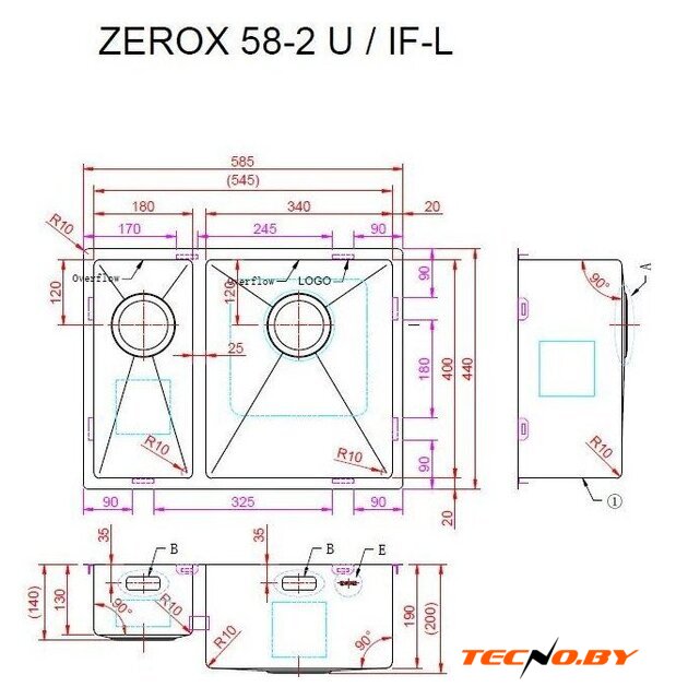 Кухонная мойка ZorG Zerox 58-2 U / IF-L PVD Gold - Изображение №4 — Интернет-Магазин TECNO.BY