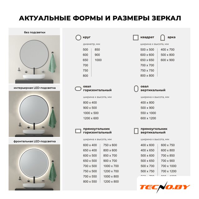  Wellsee Зеркало с фронтальной LED-подсветкой 7 Rays' Spectrum 172201160, 50 х 65 см (с сенсором и регулировкой яркости освещения) - Изображение №6 — Интернет-Магазин TECNO.BY