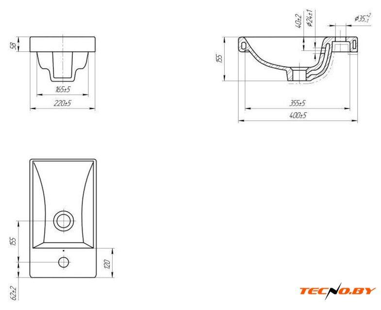 Умывальник Cersanit Moduo 40 S-UM-MOD40/1 + 63034 - Изображение №5 — Интернет-Магазин TECNO.BY