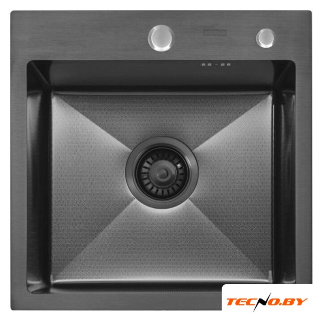 Кухонная мойка ARFEKA ECO AR 450*450 BLACK PVD NANO DECOR (настольная) - Изображение №2 — Интернет-Магазин TECNO.BY