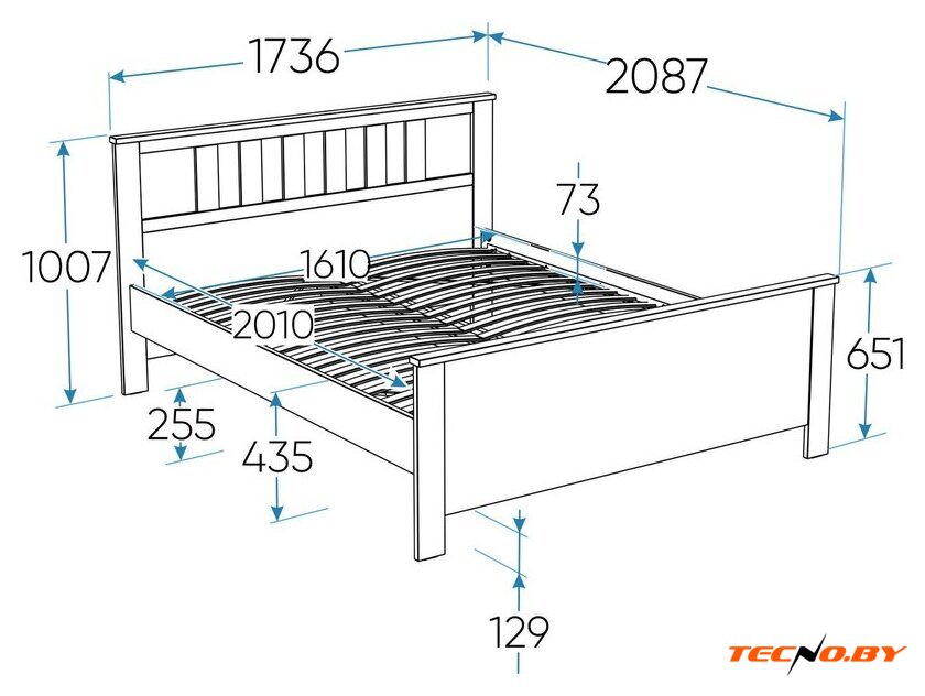 Кровать Mio Tesoro Сага 160х200 2.08.04.230.1 (белый) - Изображение №4 — Интернет-Магазин TECNO.BY