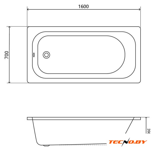 Ванна Lauter Axel 160 21B1160 (с ножками) - Изображение №21 — Интернет-Магазин TECNO.BY
