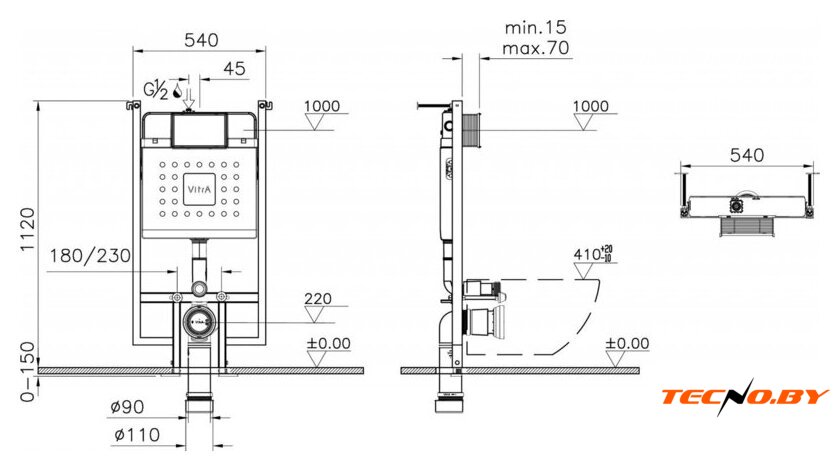 Инсталляция для унитаза Vitra V-Fix Core 738-5800-01 - Изображение №2 — Интернет-Магазин TECNO.BY
