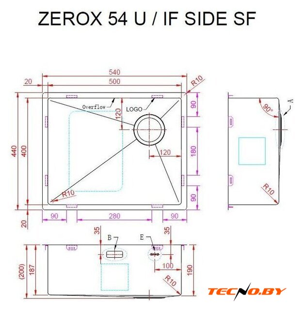 Кухонная мойка ZorG Zerox 54 U / IF Side SF Steel - Изображение №4 — Интернет-Магазин TECNO.BY