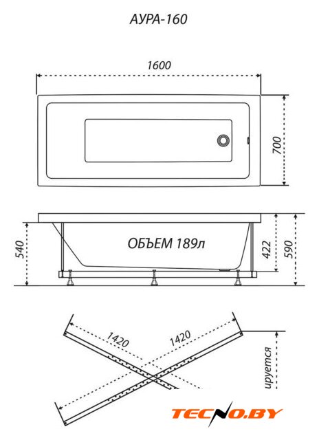 Ванна Triton Аура 160x70 - Изображение №7 — Интернет-Магазин TECNO.BY