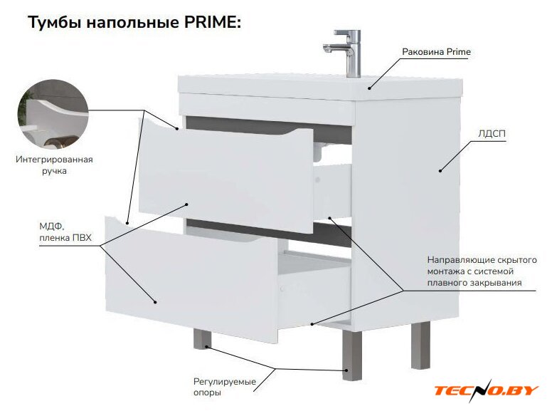  Volna Тумба под умывальник Prime 60.2Y (напольная) - Изображение №3 — Интернет-Магазин TECNO.BY