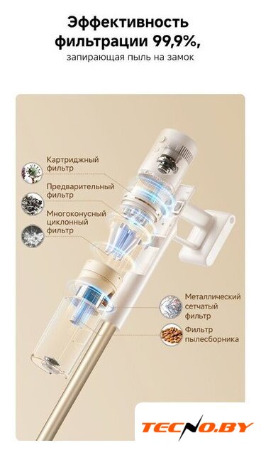 Пылесос Dreame Cordless Vacuum Cleaner R10s Essential Aqua VRV65F (евровилка, белый) - Изображение №14 — Интернет-Магазин TECNO.BY