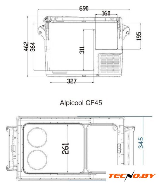 Компрессорный автохолодильник Alpicool CF45 (без адаптера 220В) - Изображение №2 — Интернет-Магазин TECNO.BY