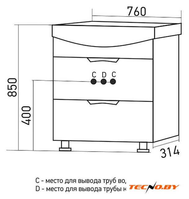  Mixline Тумба под умывальник Этьен 75 542409 - Изображение №4 — Интернет-Магазин TECNO.BY