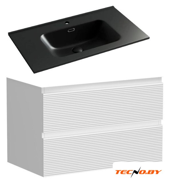  Sancos Тумба с умывальником Folk FL80W + CN7005MB - Изображение №1 — Интернет-Магазин TECNO.BY