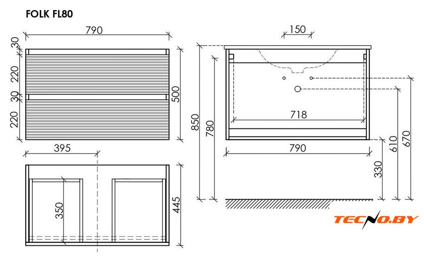  Sancos Тумба с умывальником Folk FL80W + CN7005MB - Изображение №13 — Интернет-Магазин TECNO.BY