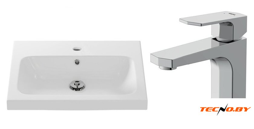 Умывальник Cersanit Carina 60В S-UM-CAR60/1 + 63055 - Изображение №1 — Интернет-Магазин TECNO.BY