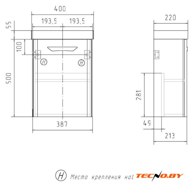  Volna Тумба под умывальник Mini-M 40 - Изображение №11 — Интернет-Магазин TECNO.BY