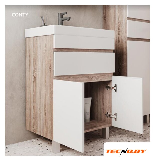  Volna Тумба под умывальник Conty 80.2D.1Y (напольная) - Изображение №3 — Интернет-Магазин TECNO.BY