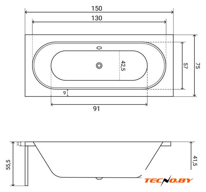 Ванна Lauter Ava 150 21208050 (с черным подголовником) - Изображение №32 — Интернет-Магазин TECNO.BY