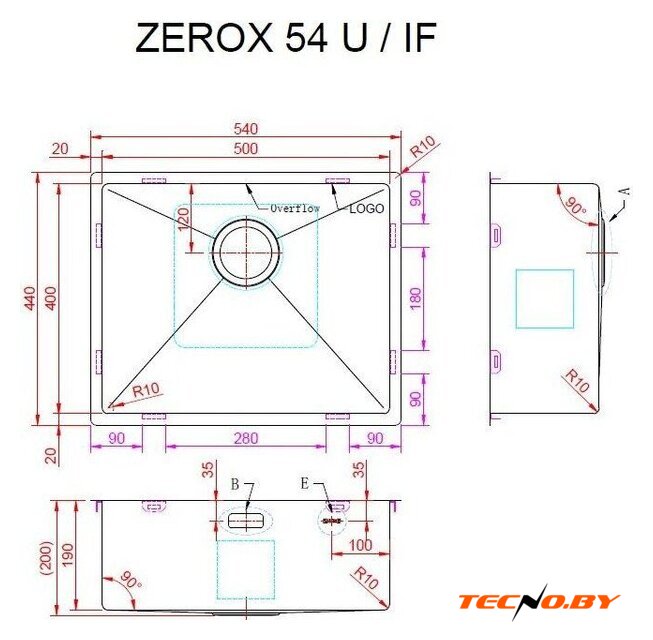 Кухонная мойка ZorG Zerox 54 U / IF PVD Gold - Изображение №4 — Интернет-Магазин TECNO.BY