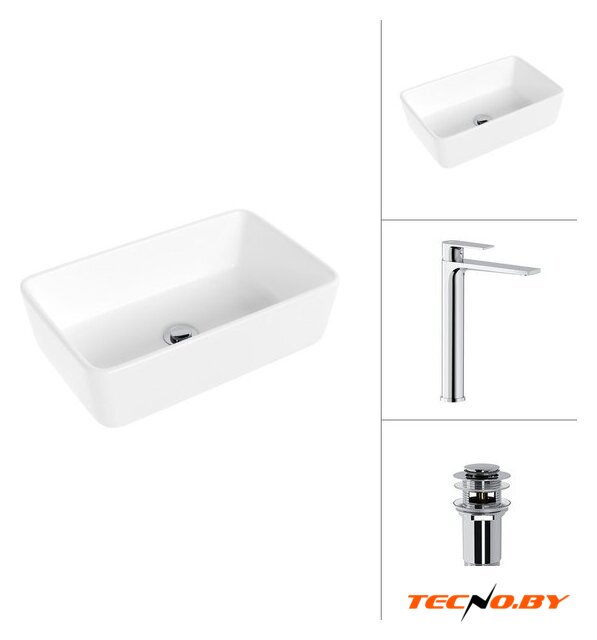 Умывальник Lauter 21674A + Reef 21CK8678C с донным клапаном 21190CH (хром) - Изображение №1 — Интернет-Магазин TECNO.BY