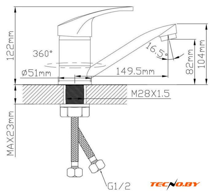 Смеситель Econoce EC0671 - Изображение №2 — Интернет-Магазин TECNO.BY