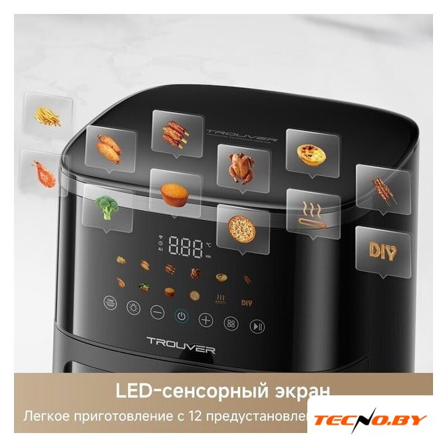 Аэрогриль (аэрофритюрница) Trouver Air Fryer FD10 Pro Max (черный) - Изображение №7 — Интернет-Магазин TECNO.BY