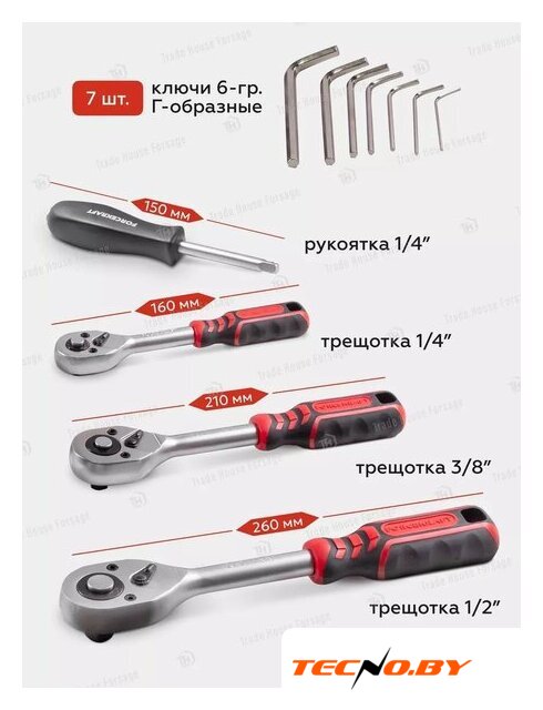 Универсальный набор инструментов ForceKraft FK-41723-5(51889) - Изображение №10 — Интернет-Магазин TECNO.BY