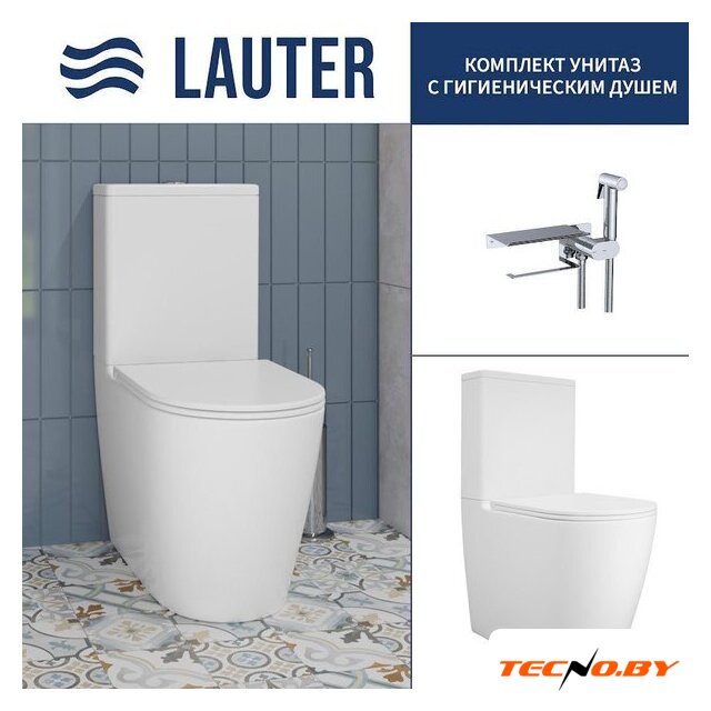 Унитаз напольный Lauter Vortex 2110022VF + гигиенический душ AquaTech 21LT0101CH - Изображение №1 — Интернет-Магазин TECNO.BY