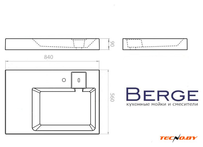 Умывальник Berge BRS-8055 Lux (правый, белый) - Изображение №6 — Интернет-Магазин TECNO.BY