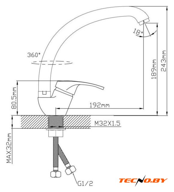 Смеситель Econoce EC0672 - Изображение №2 — Интернет-Магазин TECNO.BY
