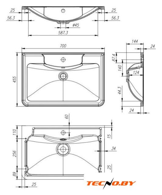 Умывальник BelBagno BB700/455-LV-MR-ALR - Изображение №2 — Интернет-Магазин TECNO.BY