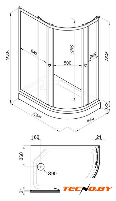 Душевой уголок Triton Коралл А Мозаика 120x80 L - Изображение №4 — Интернет-Магазин TECNO.BY