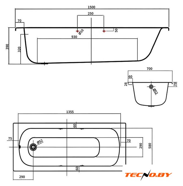 Ванна Lauter Brio Star 150 21S1501 + сифон 21Y32000 - Изображение №17 — Интернет-Магазин TECNO.BY