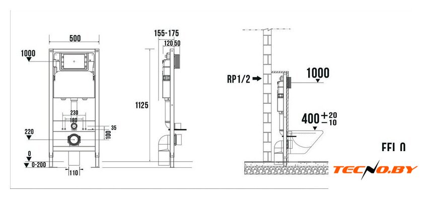 Инсталляция для унитаза TERMINUS 31i50х112RХП - Изображение №7 — Интернет-Магазин TECNO.BY