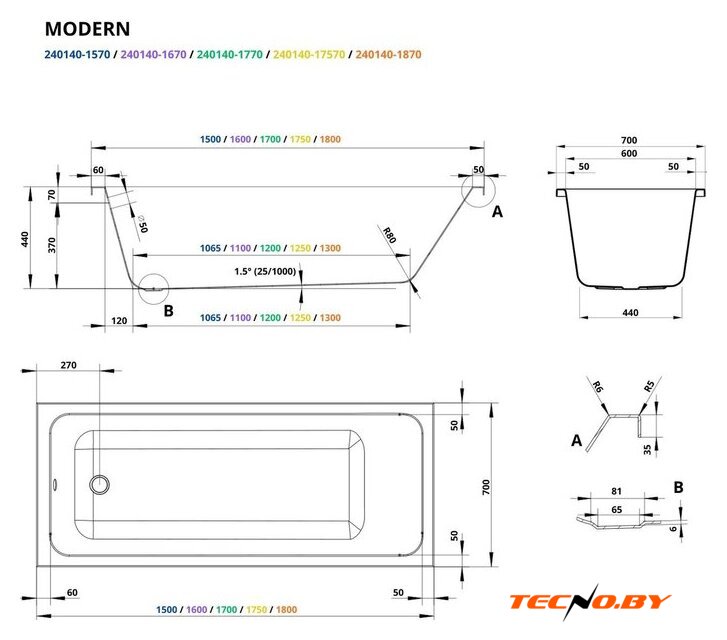 Ванна Roxen Modern 240140-1670 - Изображение №18 — Интернет-Магазин TECNO.BY