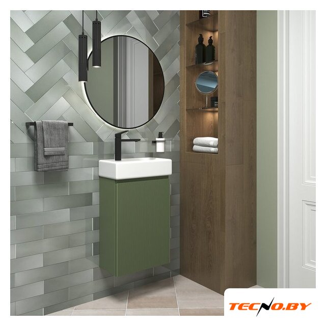  Wellsee Тумба под умывальник 2 в 1 WC Area 221805002 (тумба/матовый зеленый, раковина/глянцевый белый, без ножек) - Изображение №7 — Интернет-Магазин TECNO.BY