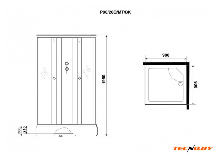 Душевая кабина Niagara Promo P90/26Q/MT/BK 90x90x195 - Изображение №4 — Интернет-Магазин TECNO.BY