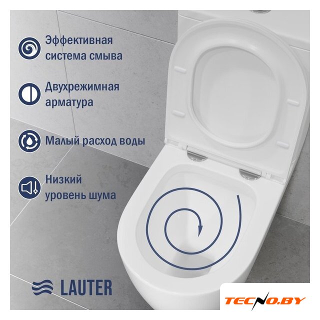 Унитаз напольный Lauter Vortex 2110022VF + гигиенический душ Sano 21LT1294GL - Изображение №4 — Интернет-Магазин TECNO.BY