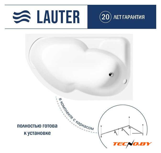 Ванна Lauter Geneva 170x105 2103170R (с каркасом) - Изображение №1 — Интернет-Магазин TECNO.BY