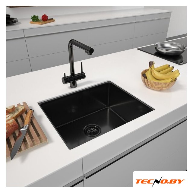 Кухонная мойка ARFEKA ECO AR 550*450 BLACK PVD NANO DECOR VOLCANIC ROCK - Изображение №1 — Интернет-Магазин TECNO.BY