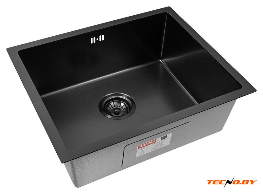 Кухонная мойка ARFEKA ECO AR 550*450 BLACK PVD NANO DECOR VOLCANIC ROCK - Изображение №4 — Интернет-Магазин TECNO.BY