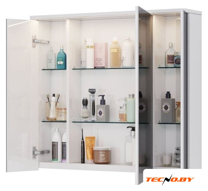  Lemark Шкаф с зеркалом для ванной Zenon 90x80 LM90ZS-Z (белый глянец) - Изображение №4 — Интернет-Магазин TECNO.BY
